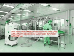 غرفة نظيفة هيكل غرفة نظيفة وحدات مع سرعة الرياح ≥0.45m/s إضاءة قابلة للتعديل ويمكن تخصيصها ≥300 لوكس